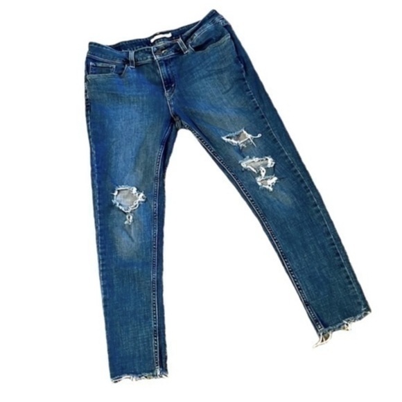 Levi's Blue Skinny Distressed Jeans - Picture 1 of 5